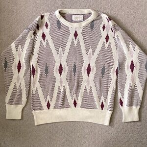 Vintage '90s JANTZEN geometric knit sweater, XL.